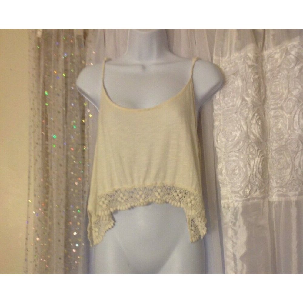 Nordstrom PAINTED THREADS Women's Small White Creme Lace Crop Top